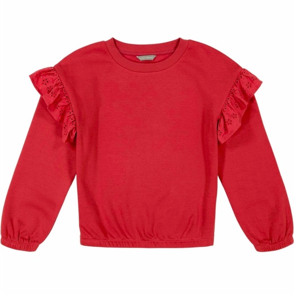 Lucky brand girls embroidered eyelet ruffle sweater - big kid girl NWT - Picture 1 of 2